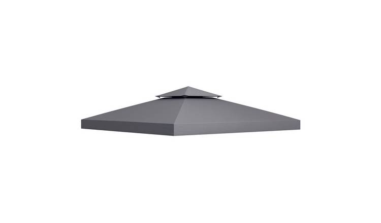 Outsunny Gazebo Canopy Replacement Cover with 2 Tier Roof Top - Deep Grey