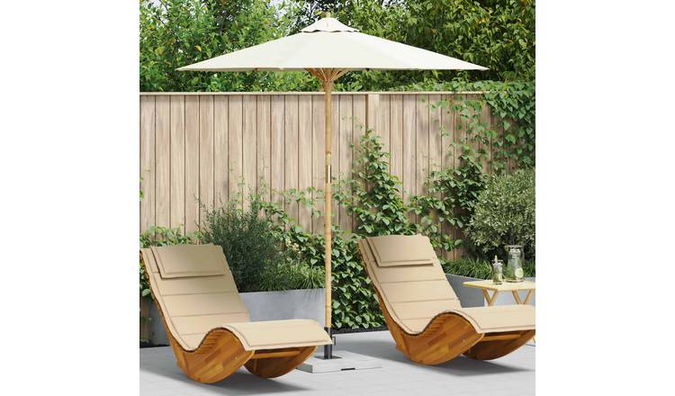 Walplus Round Garden Parasol - Cream White - 217 x 217 x 230 cm