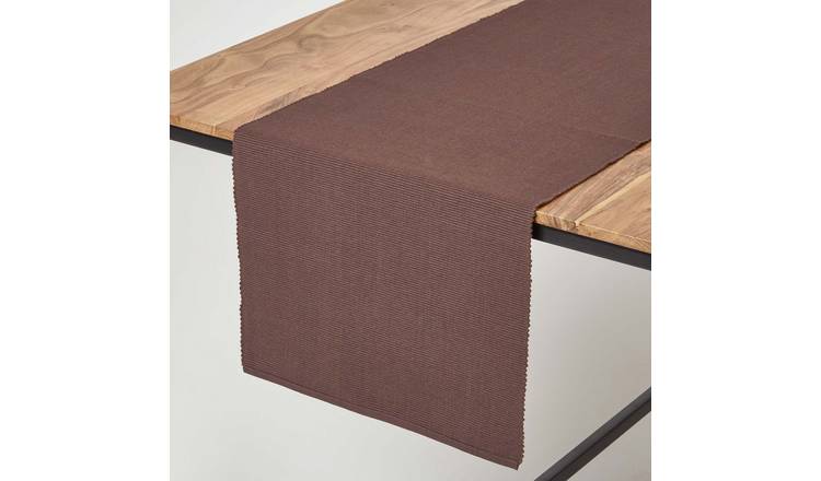 Homescapes Cotton Plain Table Runner - 44 x 178 cm - Chocolate