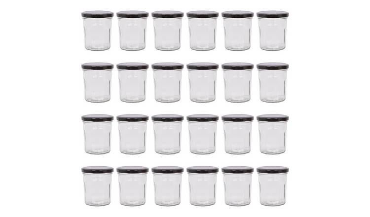 Argon Tableware Glass Jam Jars with Lids - Pack of 24