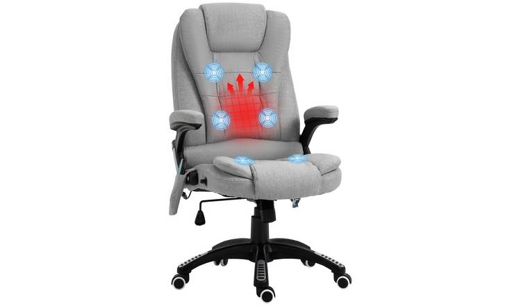 Vinsetto Linen Fabric Executive Computer Desk Chair - Light Grey