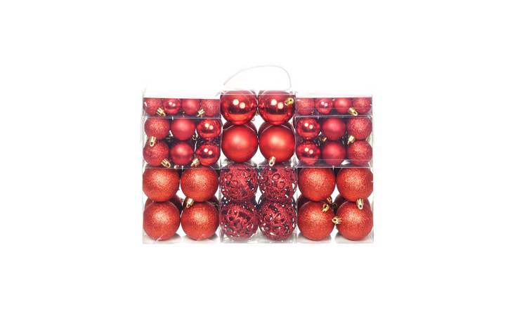 Walplus Pack of 100 Christmas Baubles - Red - 6 x 6 cm