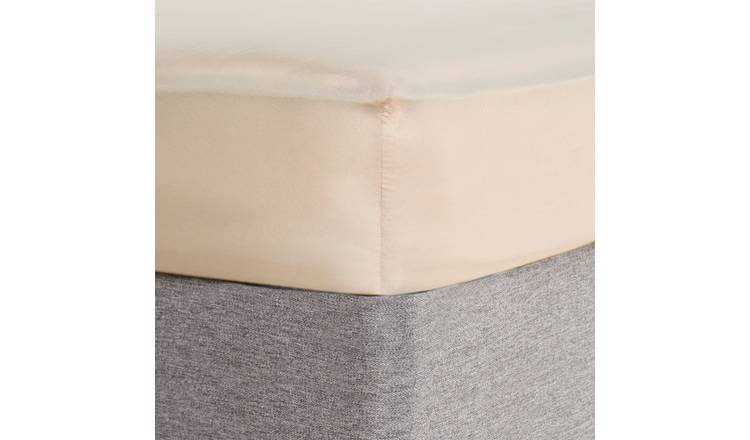 OHS Plain Dyed Cotton Deep Fitted Bed Sheet Natural - King