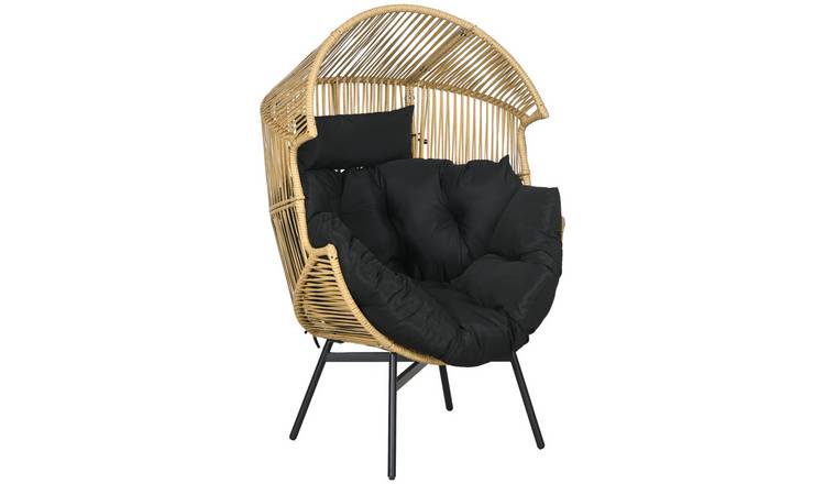 Outsunny PE Rattan Adjustable Garden Egg Swing Chair - Sand Brown