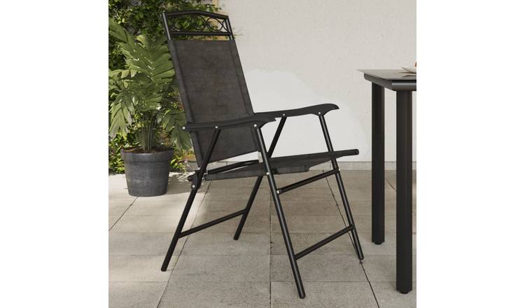 Walplus 2 Piece Steel Folding Chairs - Melange Grey - 57.5 x 61 x 100 cm