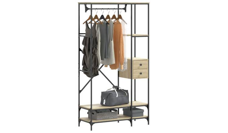 Walplus Clothes Rack with Shelves Engineered - Sonoma Oak - 97 x 40 x 180 cm