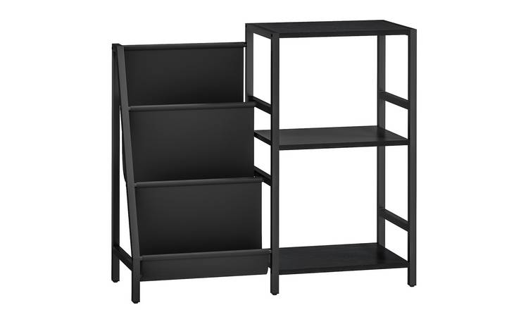 HOMCOM 3 Tier Record Player Stand with Vinyl Record Storage - Black