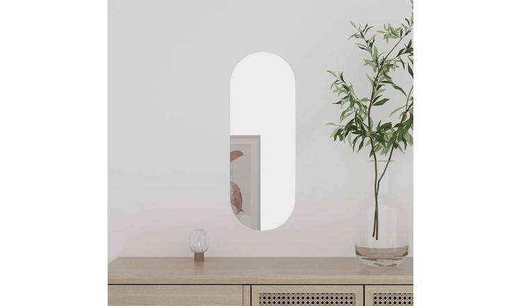 Walplus Oval Glass Wall Mirror - Silver - 15 x 40 cm