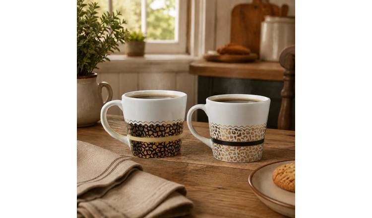 Orsina London Leopard Print Mug Set of 2 – Assorted
