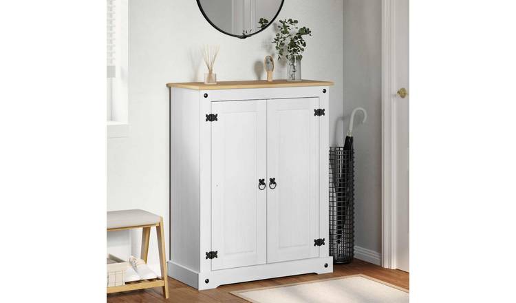 Walplus Solid Wood Shoe Cabinet - White - 86 x 38.5 x 108 cm