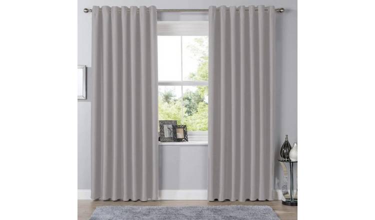 New Edge Blinds Silver Blackout Eyelet Curtains - 117cm x 137cm