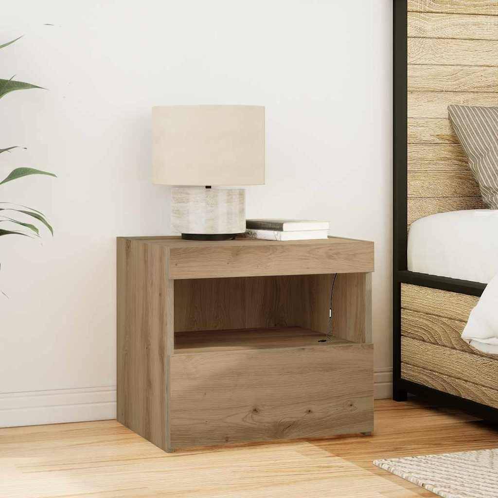 Walplus Engineered Wood Bedside Cabinet - Oak - 50 x 40 x 45 cm - Image 1