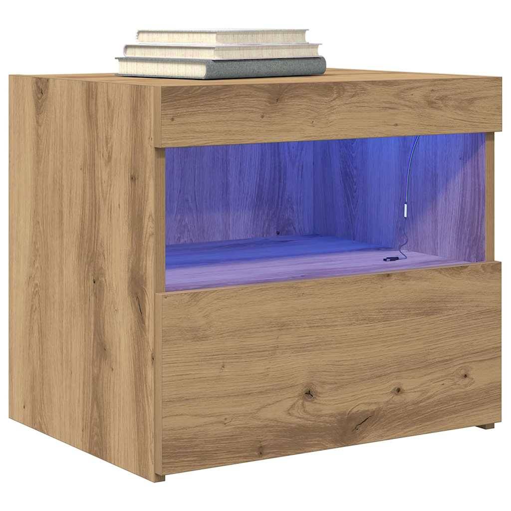 Walplus Engineered Wood Bedside Cabinet - Oak - 50 x 40 x 45 cm - Image 3