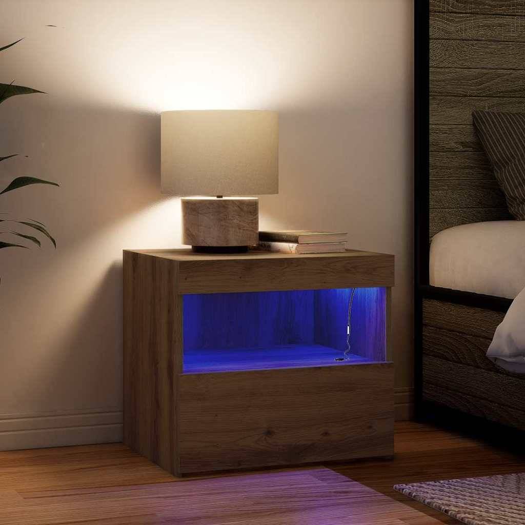 Walplus Engineered Wood Bedside Cabinet - Oak - 50 x 40 x 45 cm - Image 4