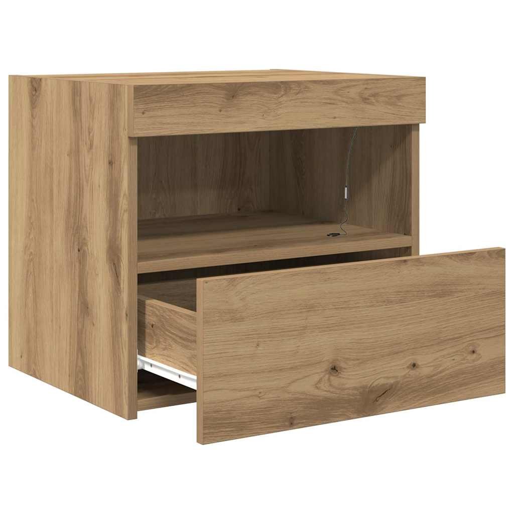 Walplus Engineered Wood Bedside Cabinet - Oak - 50 x 40 x 45 cm - Image 6