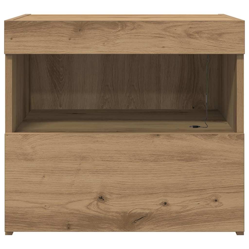 Walplus Engineered Wood Bedside Cabinet - Oak - 50 x 40 x 45 cm - Image 7