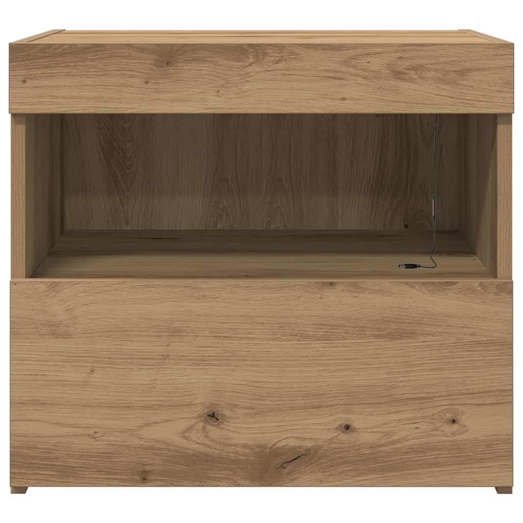 Walplus Engineered Wood Bedside Cabinet - Oak - 50 x 40 x 45 cm - Image 7