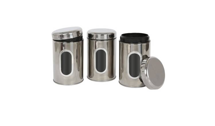 Harbour Housewares 3pc Food Storage Containers Set with Window - Chrome