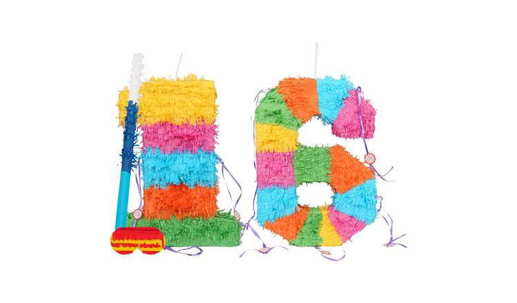 Fax Potato 16th Birthday Pinata Set with Stick & Blindfold - Blue Stick