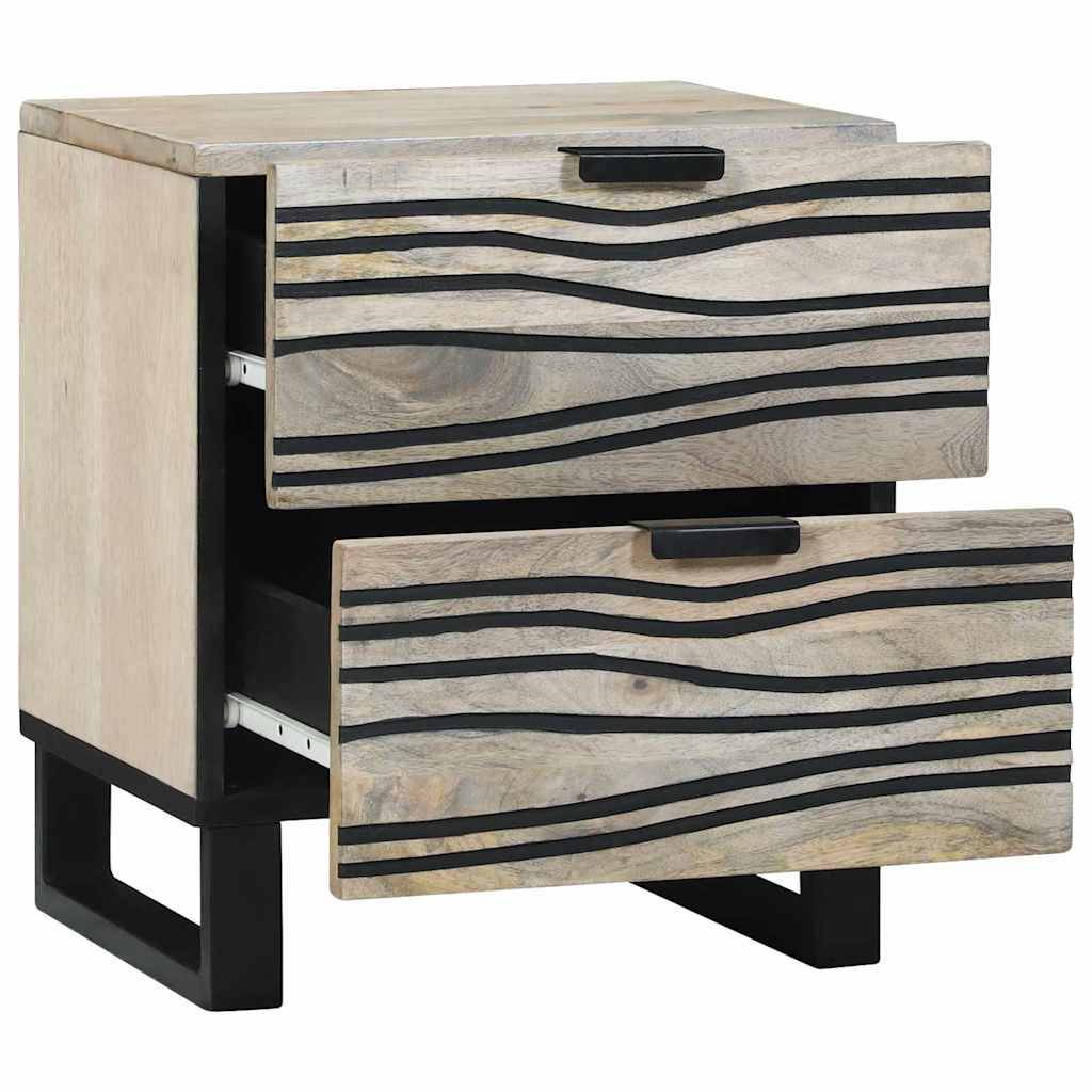 Walplus 2 Drawer Engineered Wood Bedside Cabinet - White - 40 x 33 x 46 cm - Image 2