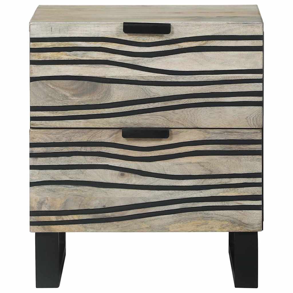 Walplus 2 Drawer Engineered Wood Bedside Cabinet - White - 40 x 33 x 46 cm - Image 3