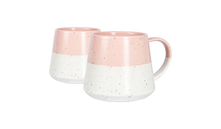 Nicola Spring Dipped Flecked Belly 370ml Coffee Mugs Pack of 2 - Dusty Pink