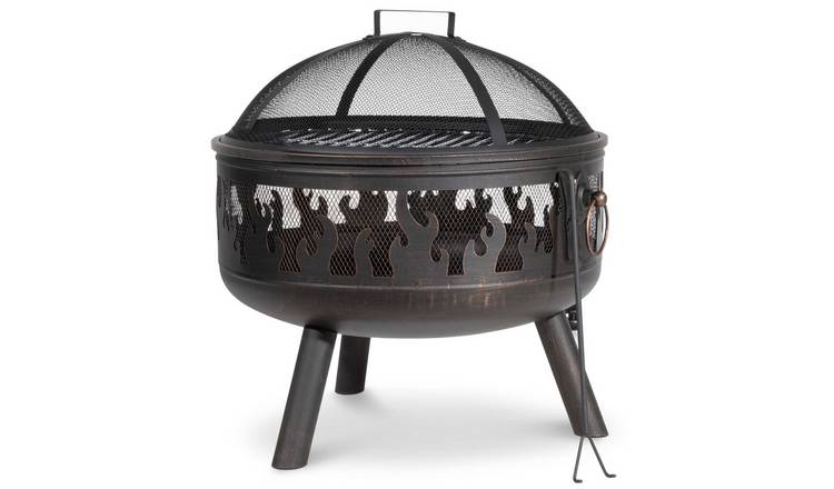 Dellonda Galvanised Steel Outdoor Fire Pit - Black