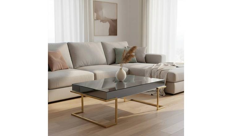 Orsina Mirrored Glass Rectangular Coffee Table - Two Tone