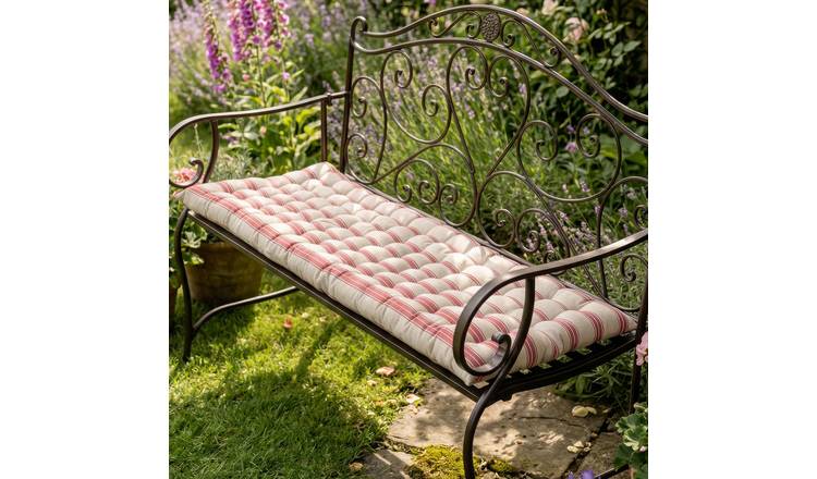 Dibor Saint-Cloud 100x40cm Quilted Cotton Bench Cushion - Red Stripe
