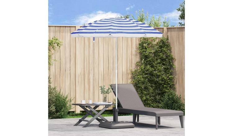 Walplus Polyester Garden Parasol - Blue and White - 180 x 180 cm