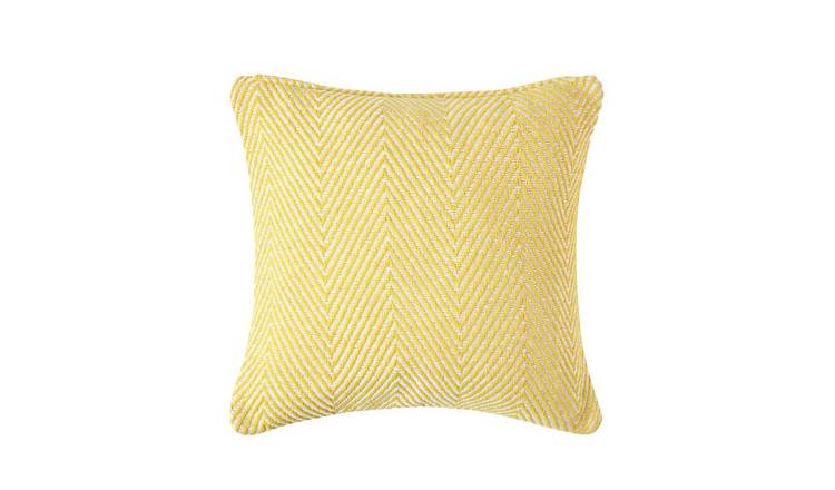 Homescapes Yellow Halden Cotton Chevron Cushion Cover - 60 x 60 cm