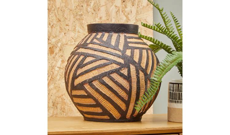 Orsina Darnell Round Vase - Natural and Black
