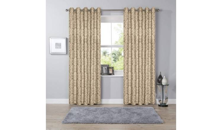 New Edge Blinds Gold Savoy Woven Jacquard Eyelet Curtains - 167cm x 183cm