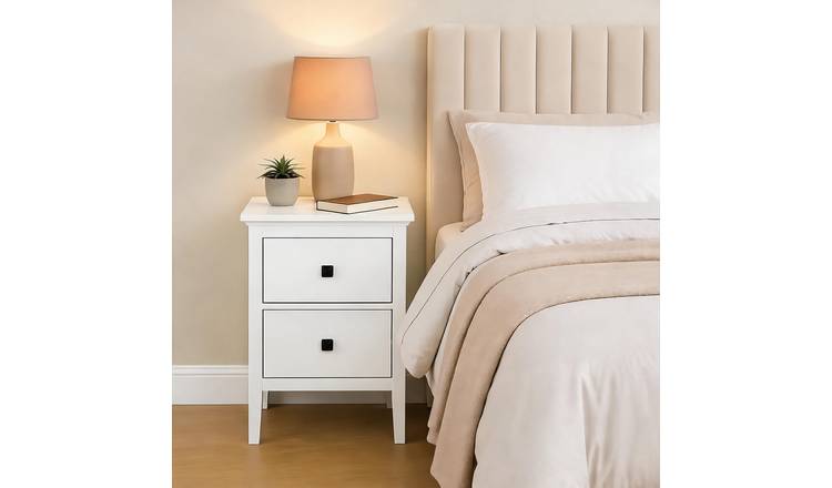 Home Source Bellevue 2 Drawer Bedside Table - White