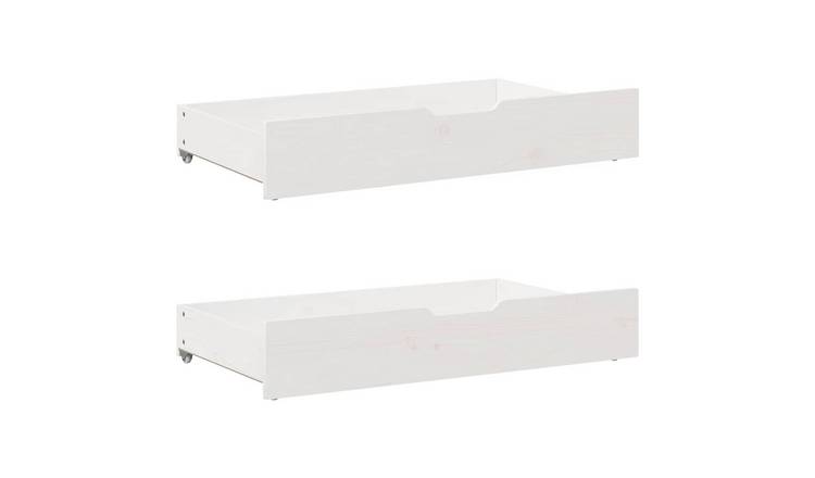 Walplus Pack of 2 Wood Under-Bed Drawers - White - 95 x 55 x 17 cm