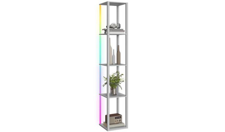 HOMCOM 4 Tier Dimmable RGB Column Floor Lamp with Remote Control - Grey