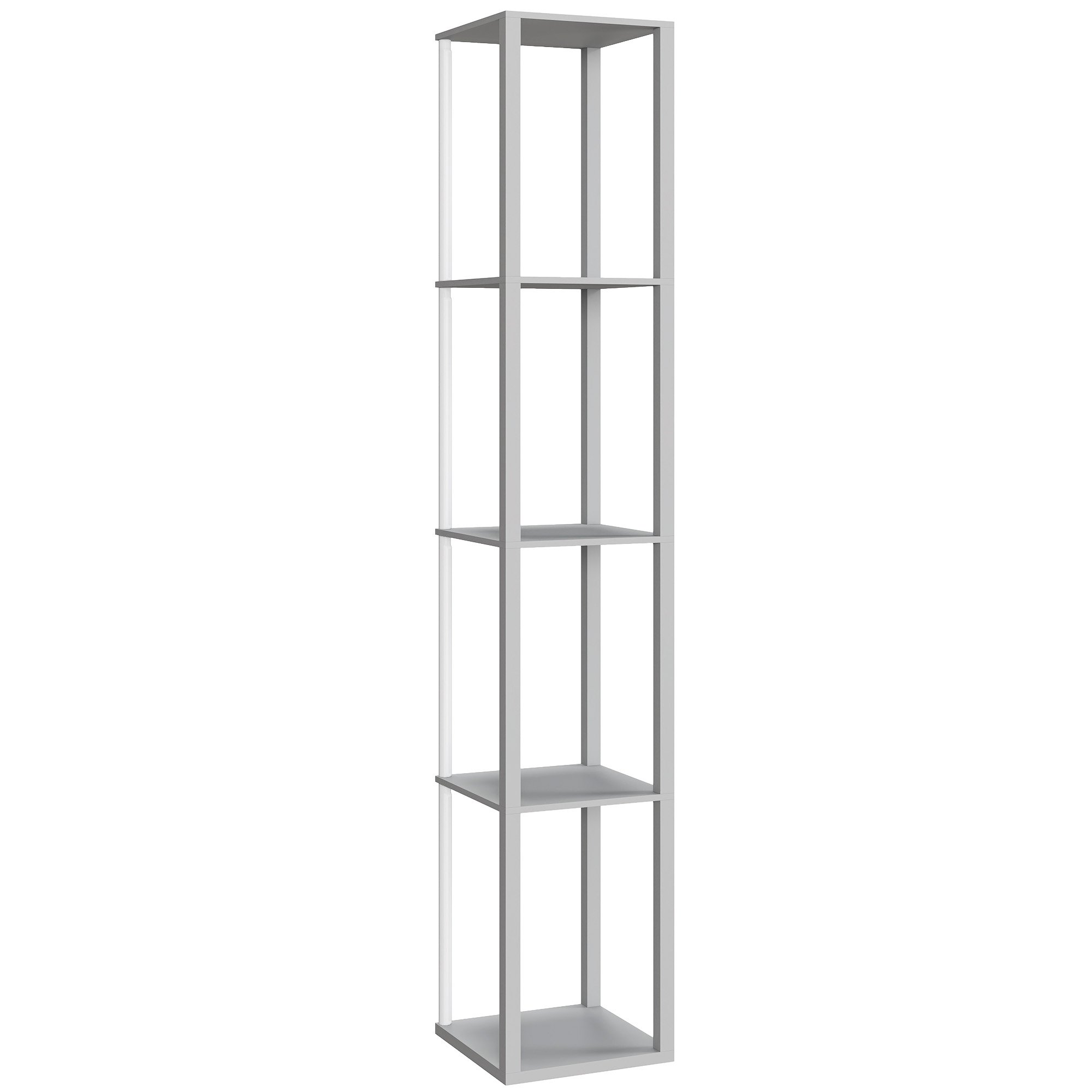 HOMCOM 4 Tier Dimmable RGB Column Floor Lamp with Remote Control - Grey - Image 2