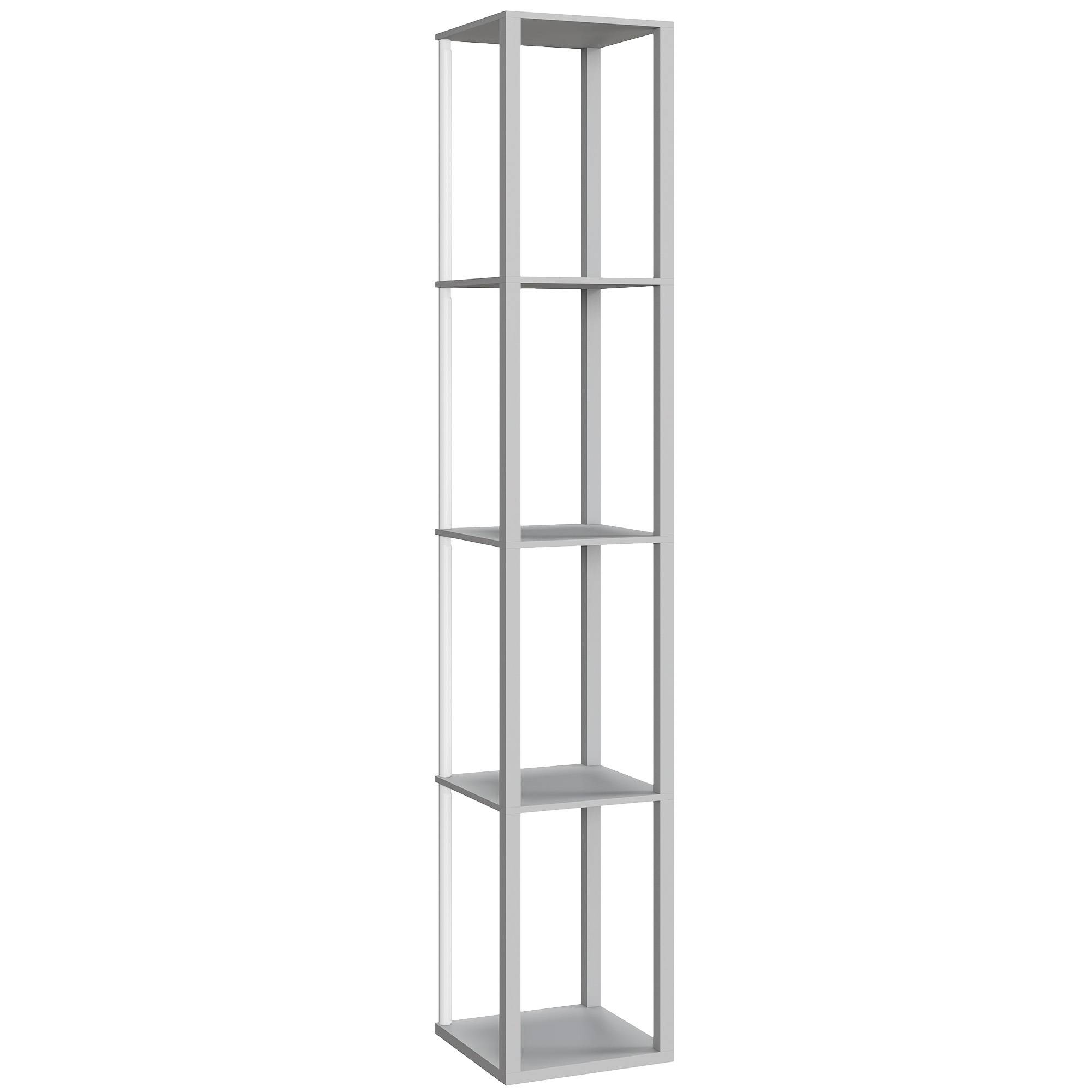 HOMCOM 4 Tier Dimmable RGB Column Floor Lamp with Remote Control - Grey - Image 2