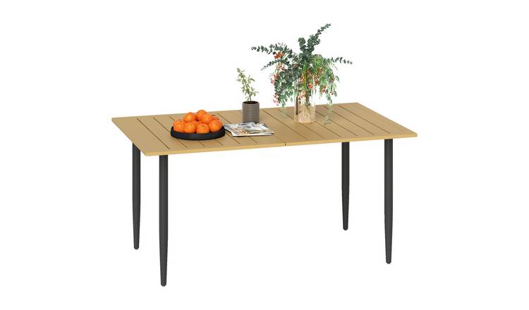 Outsunny Rectangle Outdoor Table with 5 cm Parasol Hole- Brown
