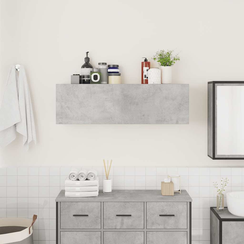 Walplus Engineered Wood Bathroom Wall Cabinet - Concrete Grey - 100 x 25 x 30 cm - Image 3