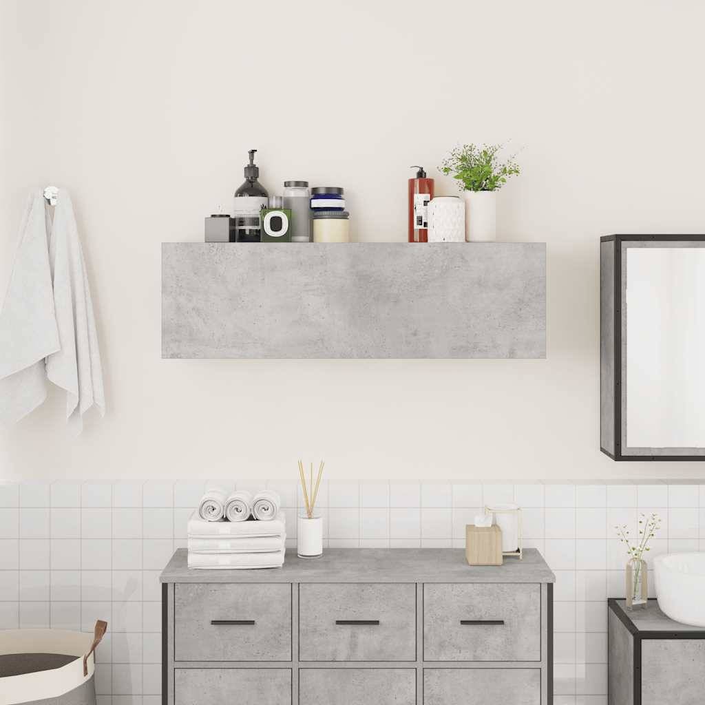 Walplus Engineered Wood Bathroom Wall Cabinet - Concrete Grey - 100 x 25 x 30 cm - Image 3