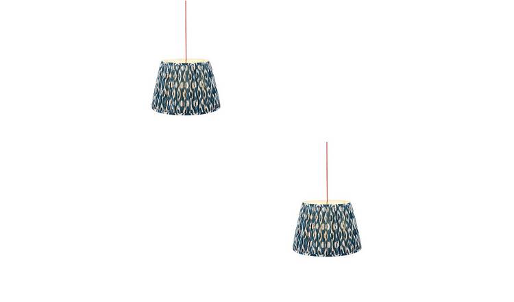 Loops Direct Set of 2 Pendant Light - Brushed Aged Brass Marlin Blue