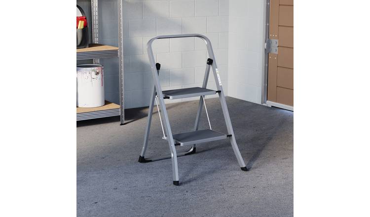 Home Vida 2 Step Ladder With Anti-Slip Mat - Grey