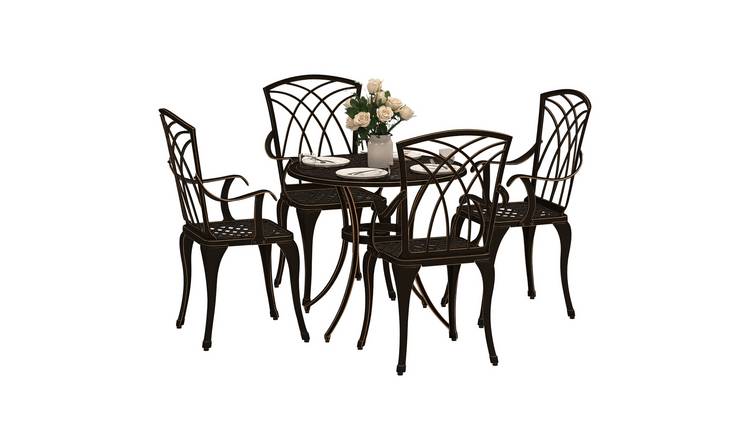 Outsunny 4 Seater Aluminium Garden Dining Set - Bronze
