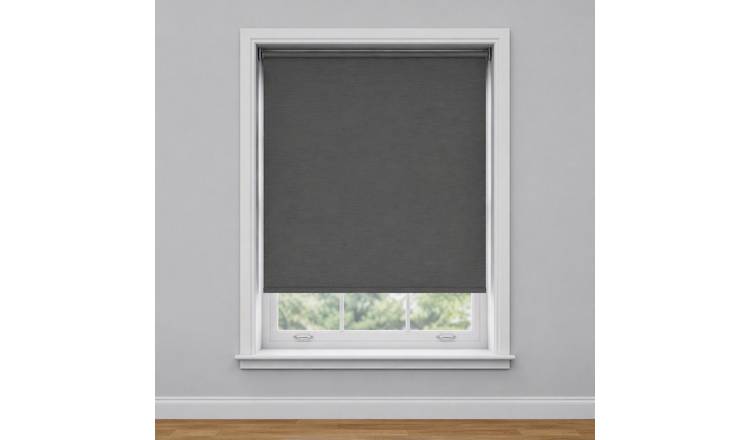 New Edge Blinds Grey No Drill Blackout Roller Blind - 120cm x 165cm