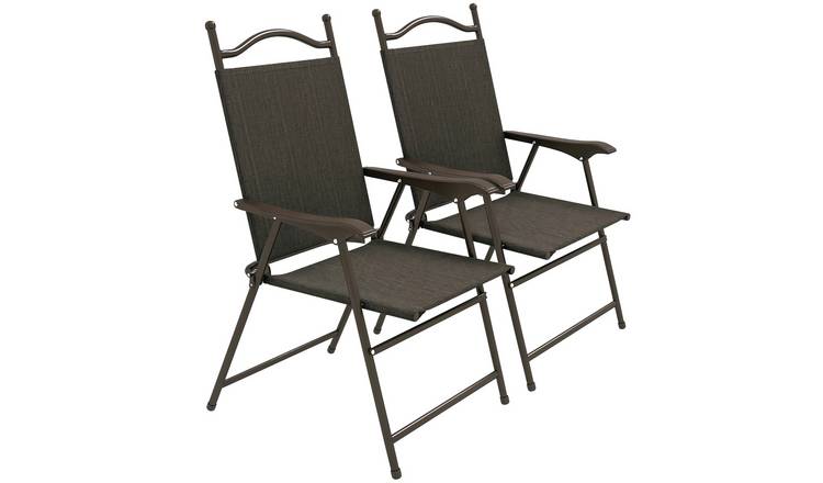 Outsunny Set of 2 Garden Folding Chairs - Dark Brown