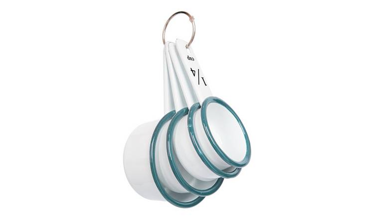 Argon Tableware 4pc White Enamel Measuring Cups Set - Green