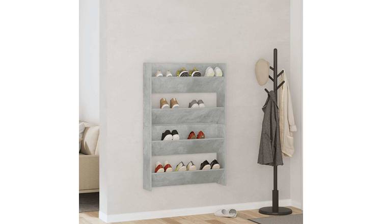 Walplus Pack of 2 Wall Shoe Cabinet - Concrete Grey - 80 x 18 x 60 cm