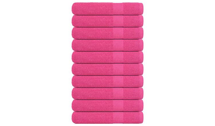 Walplus Pack of 10 Cotton Towels - Pink - 100 x 200 cm