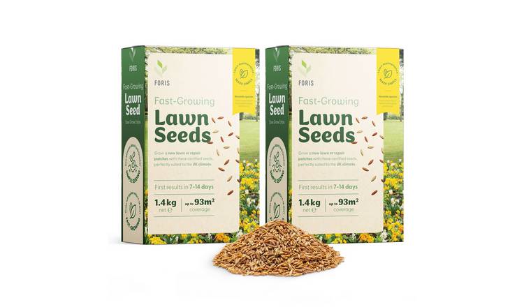 Foris Pack of 2 Fast Growing Hard Wearing Lawn Seed - 2.8kg